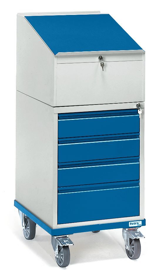 Fetra Rollpult 2449 Schubladenschrank 550 x 1200 x 650 mm blau grau Produktbild Fetra Rollpult 2449 Schubladenschrank 550 x 1200 x 650 mm blau grau