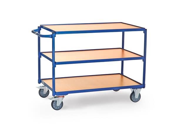 Fetra Tischwagen mit 3 Böden 1200 x 800 mm 2 Lenk- und 2 Bockrollen Produktbild Fetra Tischwagen mit 3 Böden 1200 x 800 mm 2 Lenk- und 2 Bockrollen