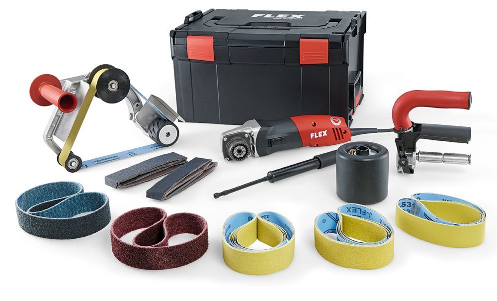 FLEX Satiniermaschine und Rohrbandschleifer TRINOXFLEX im Set Produktbild FLEX Satiniermaschine und Rohrbandschleifer TRINOXFLEX im Set