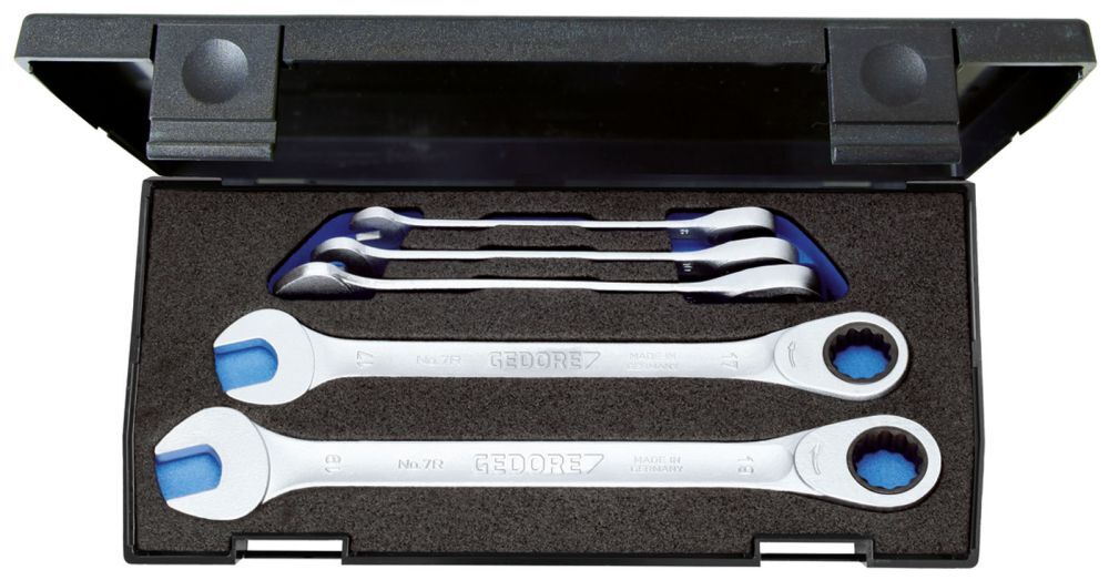 GEDORE Satz Maulschlüssel mit Ringratsche 5-tlg 8-19 mm Produktbild GEDORE Satz Maulschlüssel mit Ringratsche 5-tlg 8-19 mm