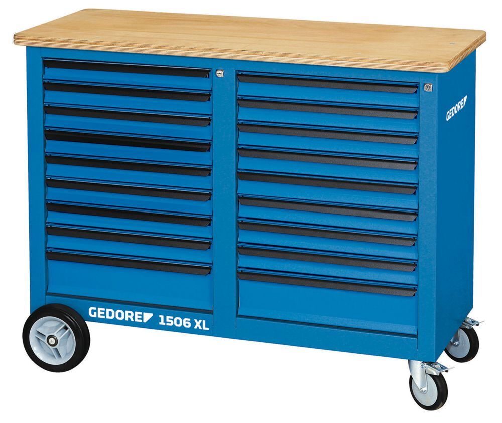 GEDORE Rollwerkbank, 1,25 m breit, mit 18 Schubladen Produktbild GEDORE Rollwerkbank, 1,25 m breit, mit 18 Schubladen