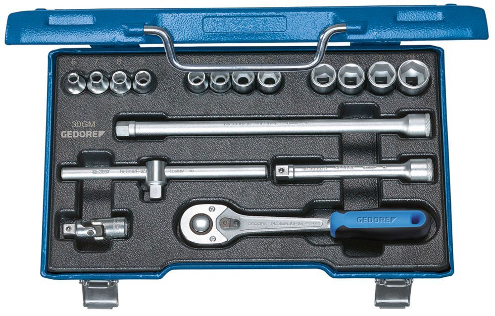 GEDORE Steckschlüsse 3/8 Zoll 17 teilig 6 bis 19 mm Produktbild GEDORE Steckschlüsse 3/8 Zoll 17 teilig 6 bis 19 mm