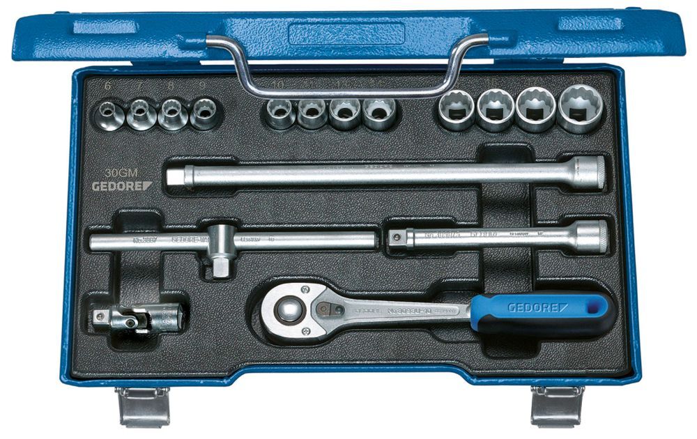 GEDORE 3/8 Zoll Steckschlüssel 17 Teile  GEDORE 3/8 Zoll Steckschlüssel 17 Teile mit 6 bis 19 mm