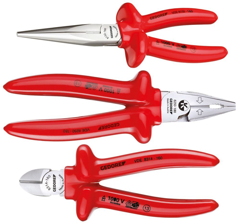 GEDORE VDE-Zangen-Satz mit Tauchisolierung 3-tlg Produktbild GEDORE VDE-Zangen-Satz mit Tauchisolierung 3-tlg