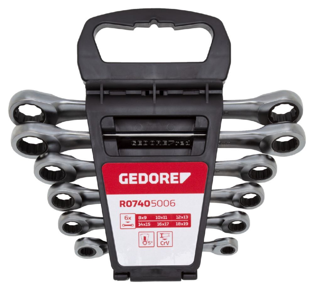 Produktbild GEDORE Doppelringratschenschlüssel Satz SW8-19 mm 6 teilig R07405006