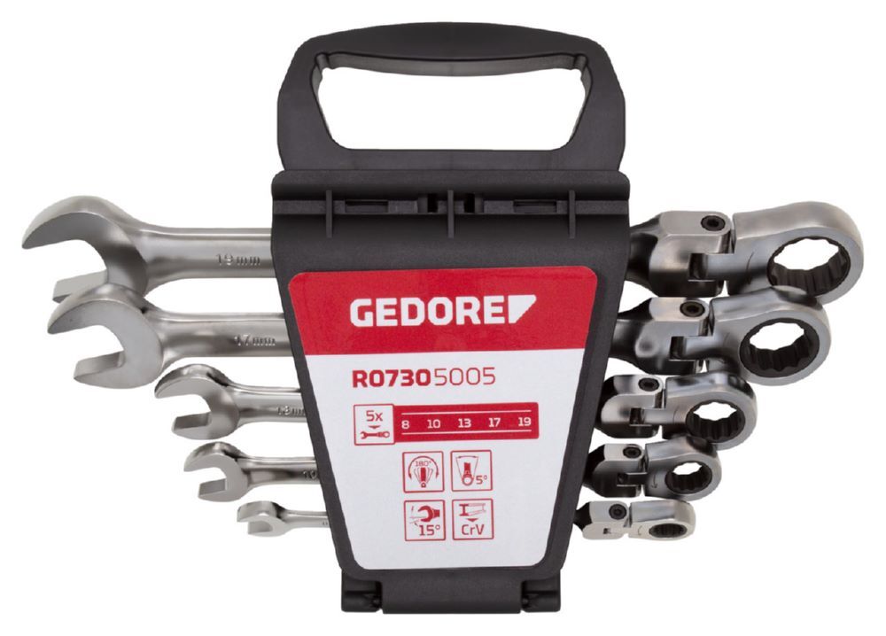 Produktbild GEDORE Gelenk Ringratschenmaulschlüssel Satz SW8-19 mm R07305005
