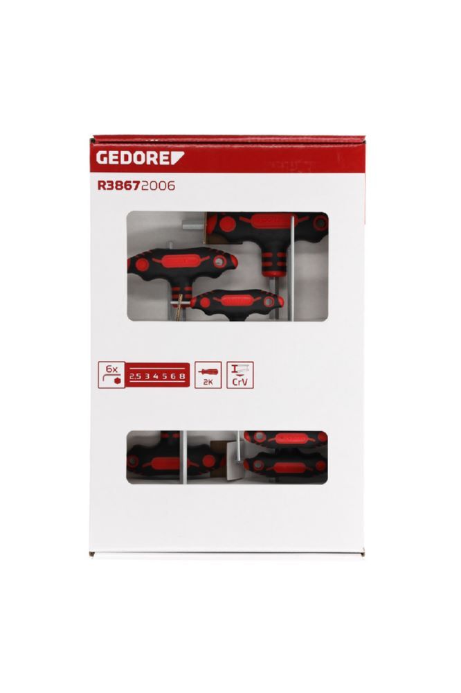 Produktbild GEDORE 2K-T-Griff-Schraubendreher-Satz 6-kant 2.5-8 mm R38672006