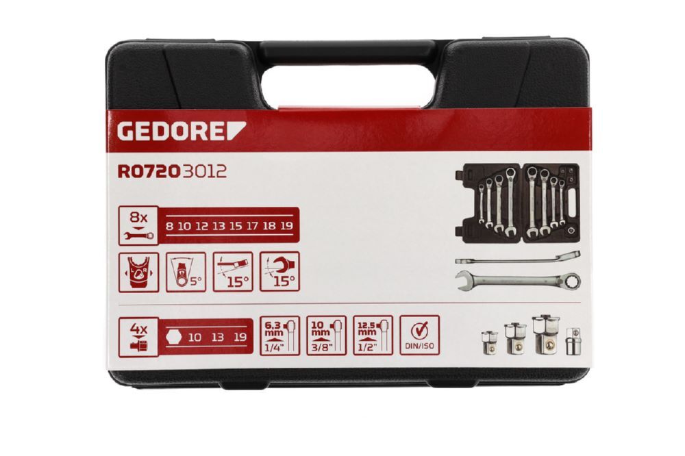 Produktbild GEDORE Ringratschenmaulschlüssel Satz SW8-19 mm 12 teilig R07203012