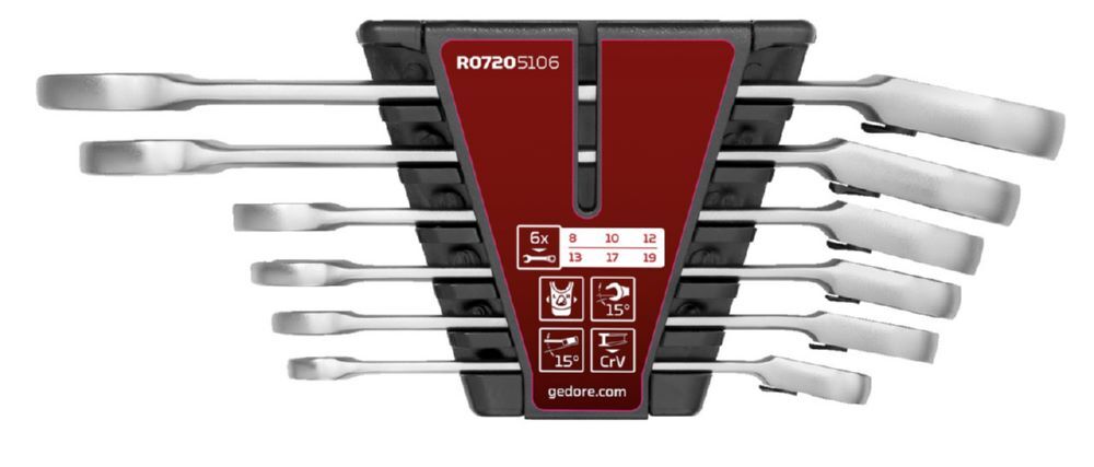 Produktbild GEDORE Ringratschenmaulschlüssel Satz 6 teilig R07205106
