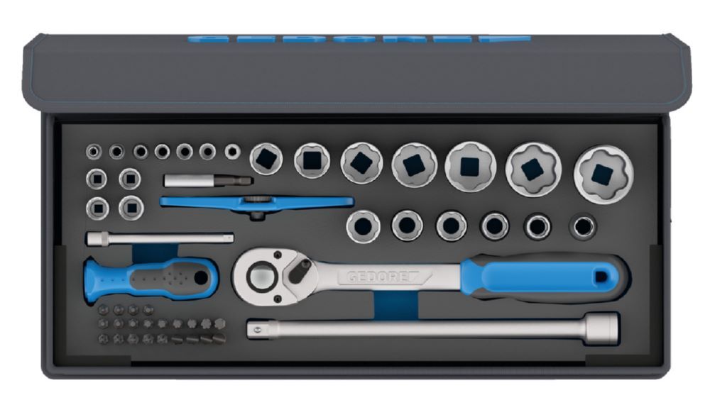 Produktbild GEDORE Steckschlüssel-Satz 1/4 Zoll + 1/2 Zoll 52-teilig TC 19-20-MU-10
