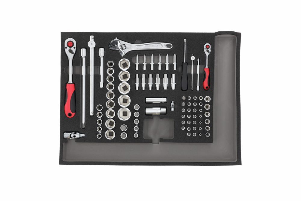 Produktbild GEDORE Steckschlüssel-Satz 1/4 Zoll + 1/2 Zoll in CT-Modul 84-teilig R22350000