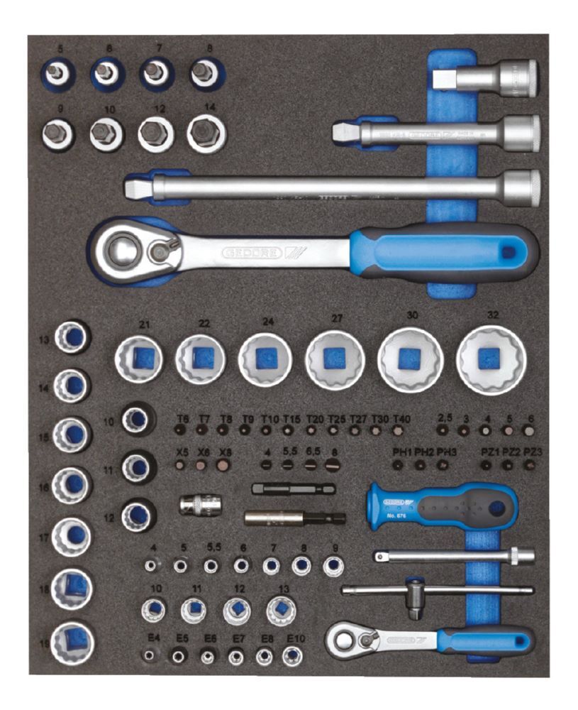 Produktbild GEDORE Steckschlüssel-Sortiment 1/4 Zoll und 1/2 Zoll in 2/4 Check-Tool-Modul