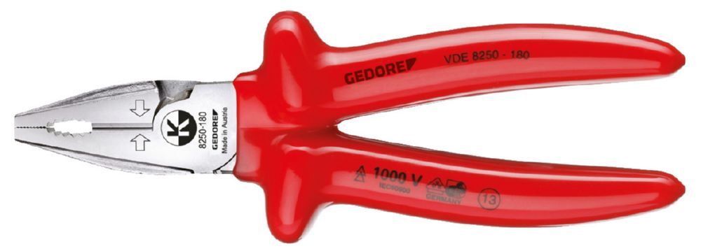 Produktbild GEDORE VDE-Kraft-Kombinationszange mit Tauchisolierung 160 mm VDE 8250-160