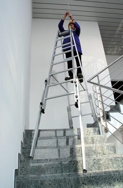 Günzburger Alu Stehleiter treppengängig 2 x 8 Sprossen Produktbild Günzburger Alu Stehleiter treppengängig 2 x 8 Sprossen