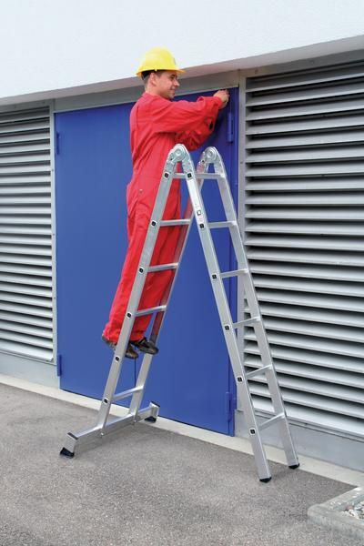 Günzburger Aluminium Klappleiter mit Nivello Traverse 2 x 6 Sprossen Produktbild Günzburger Aluminium Klappleiter mit Nivello Traverse 2 x 6 Sprossen