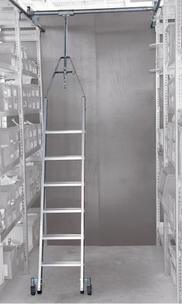 Günzburger Aluminium Regalleiter für Doppelregal drehbar mit 8 Stufen Produktbild Günzburger Aluminium Regalleiter für Doppelregal drehbar mit 8 Stufen