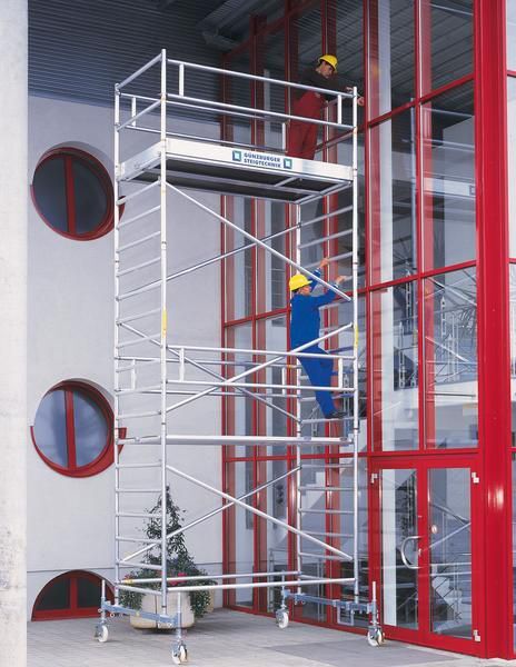 Günzburger Rollgerüst mit Fahrbalken Doppelplattform AH 4,50 Meter Länge 2,45 Meter Produktbild Günzburger Rollgerüst mit Fahrbalken Doppelplattform AH 4,50 Meter Länge 2,45 Meter