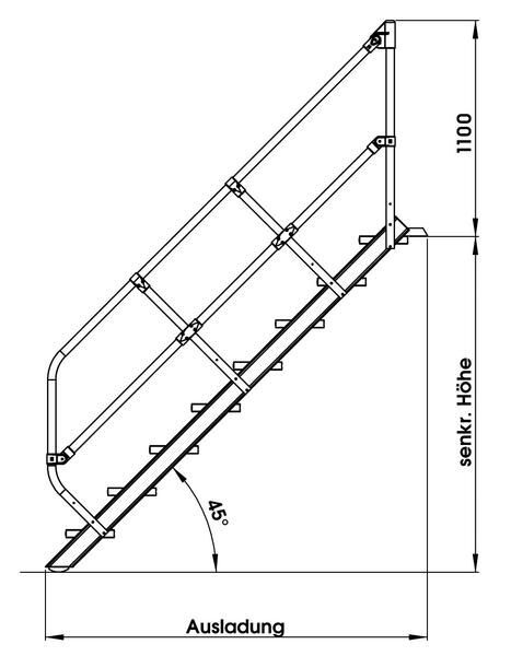 Günzburger Aluminium Treppe 45 Grad mit 5 Stufen 600 mm breit Produktbild Günzburger Aluminium Treppe 45 Grad mit 5 Stufen 600 mm breit bild 2