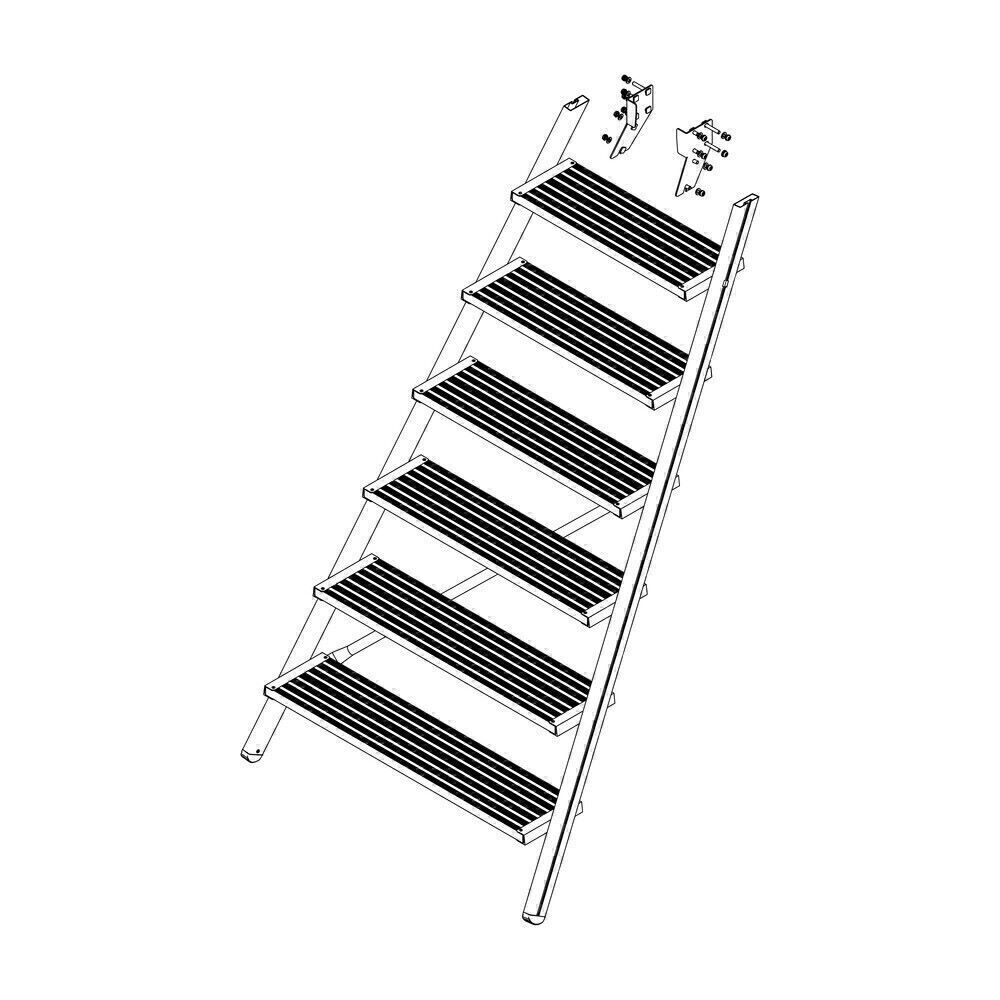 Produktbild Munk Aufstieg Podesttreppe 7 Stufen Aluminium gerieft inklusive Montagesatz