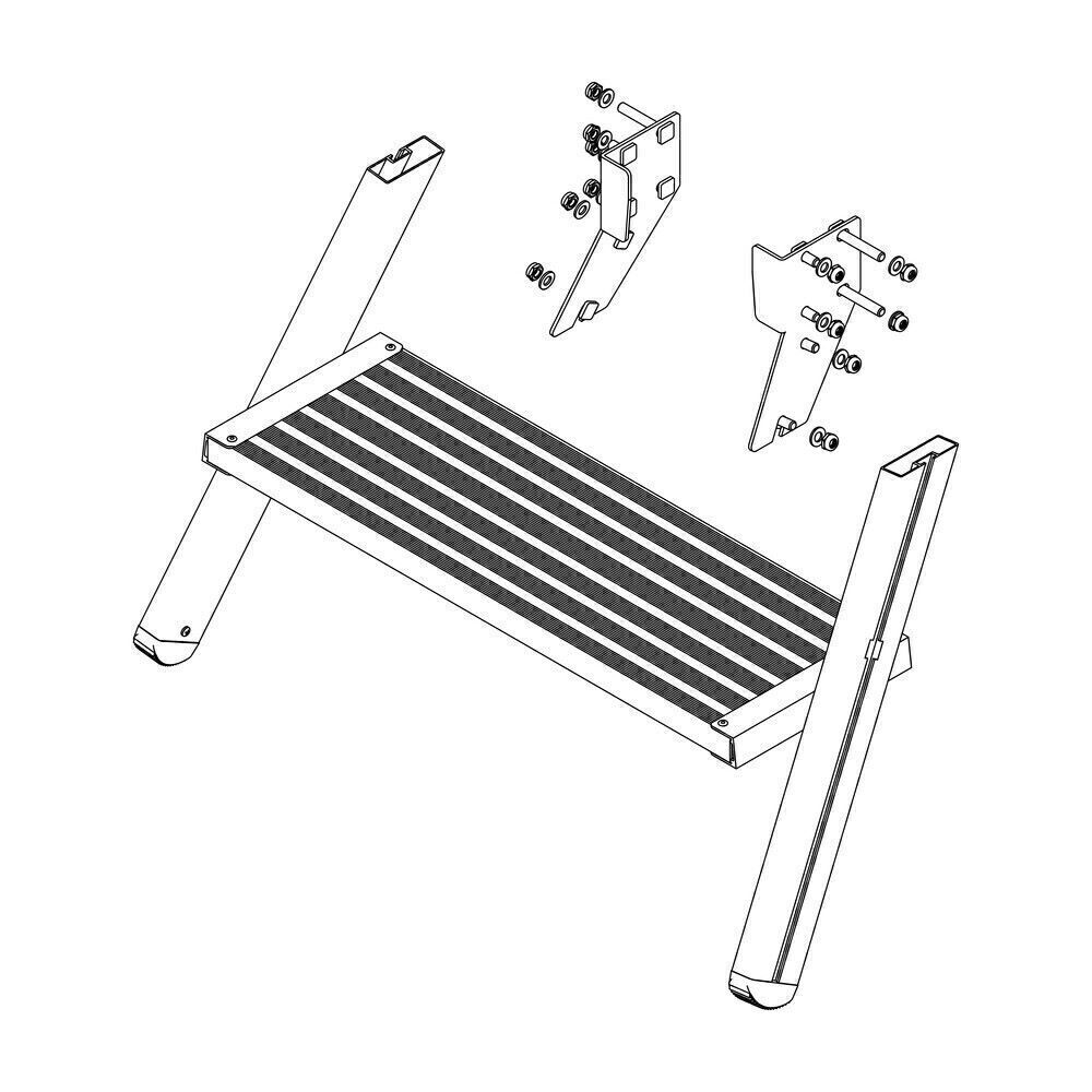 Produktbild Munk Aufstieg Podesttreppe 2 Stufen Aluminium gerieft inklusive Montagesatz