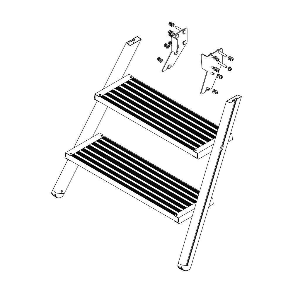 Produktbild Munk Aufstieg Podesttreppe 3 Stufen Aluminium gerieft inklusive Montagesatz