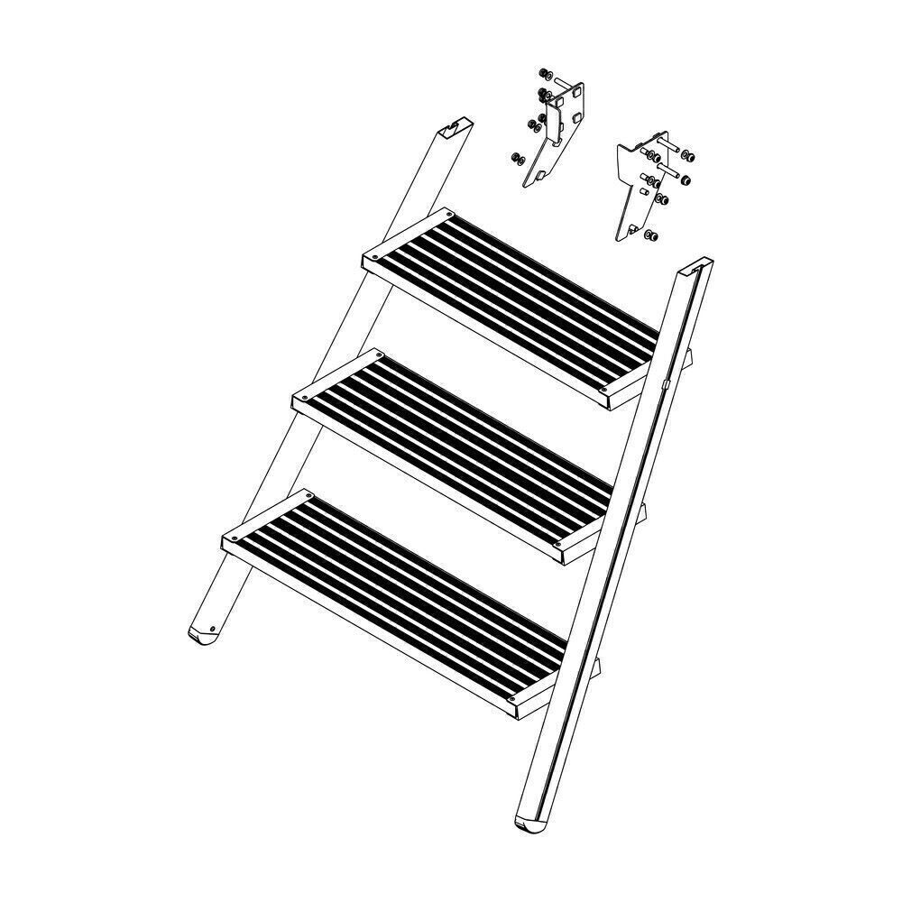 Produktbild Munk Aufstieg Podesttreppe 4 Stufen Aluminium gerieft inklusive Montagesatz