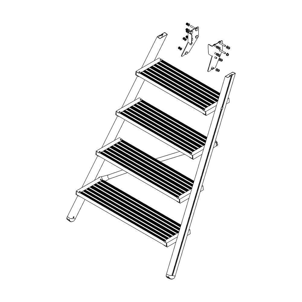Produktbild Munk Aufstieg Podesttreppe 5 Stufen Aluminium gerieft inklusive Montagesatz
