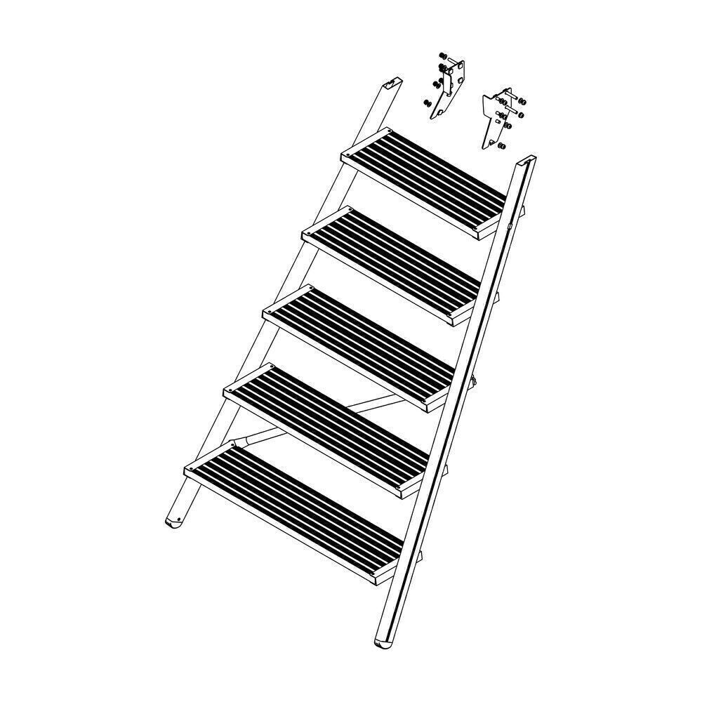 Produktbild Munk Aufstieg Podesttreppe 6 Stufen Aluminium gerieft inklusive Montagesatz