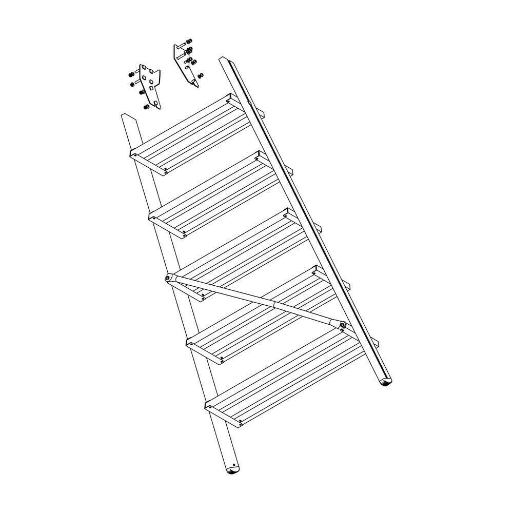 Produktbild Aufstieg Podesttreppe 6 Stufen Aluminium gerieft inkl. Montagesatz bild 2