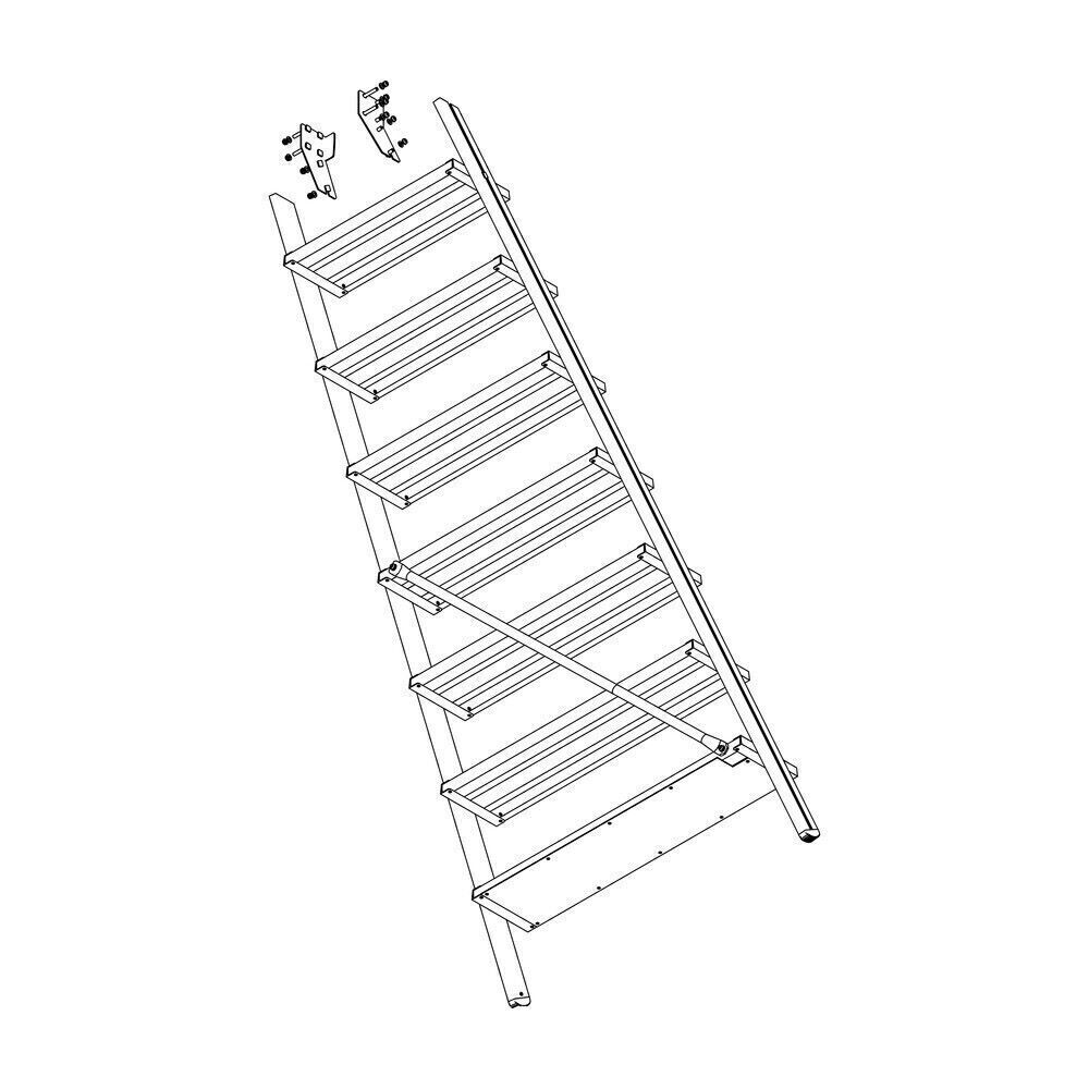 Produktbild Aufstieg Podesttreppe 8 Stufen Aluminium gerieft inkl. Montagesatz bild 2