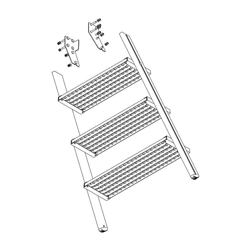 Produktbild Aufstieg Podesttreppe 4 Stufen Stahl Gitterrost inkl. Montagesatz bild 2