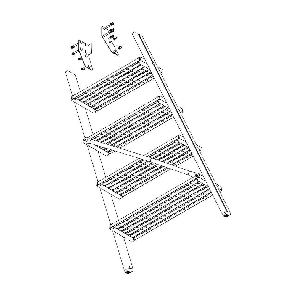 Produktbild Aufstieg Podesttreppe 5 Stufen Stahl Gitterrost inkl. Montagesatz bild 2