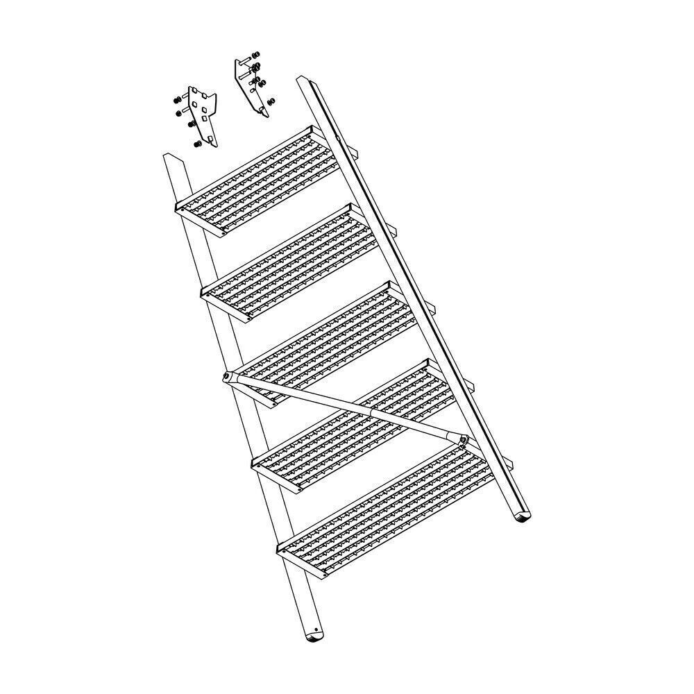 Produktbild Aufstieg Podesttreppe 6 Stufen Stahl Gitterrost inkl. Montagesatz bild 2