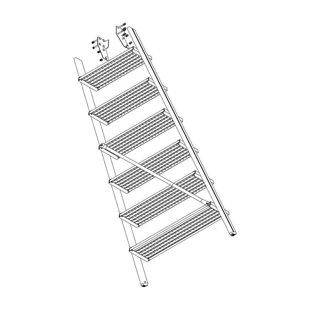 Produktbild Aufstieg Podesttreppe 7 Stufen Stahl Gitterrost inkl. Montagesatz bild 2