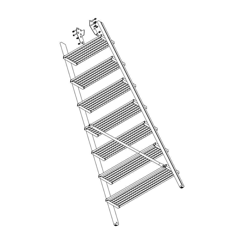 Produktbild Aufstieg Podesttreppe 8 Stufen Stahl Gitterrost inkl. Montagesatz bild 2