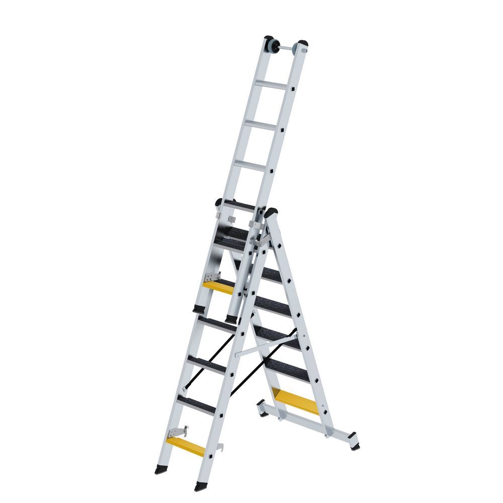 Günzburger Stufen Mehrzweckleiter 3 teilig mit nivello Traverse clip step R13 3x6 Stufen Günzburger Stufen Mehrzweckleiter 3 teilig mit nivello Traverse clip step R13 3x6 Stufen