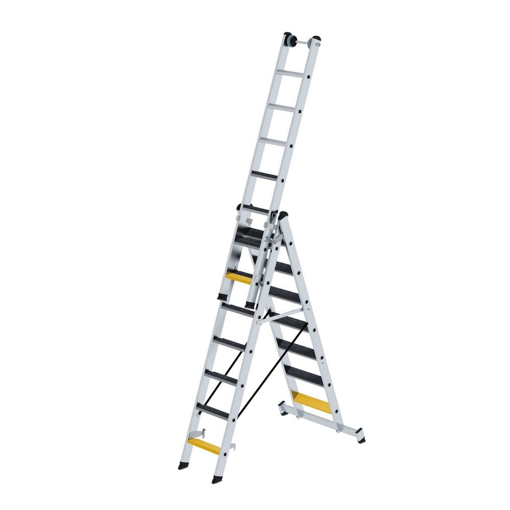 Günzburger Stufen Mehrzweckleiter 3 teilig mit nivello Traverse clip step R13 3x7 Stufen Günzburger Stufen Mehrzweckleiter 3 teilig mit nivello Traverse clip step R13 3x7 Stufen