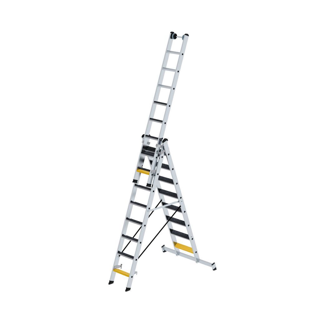 Günzburger Stufen Mehrzweckleiter 3 teilig mit nivello Traverse clip step R13 3x8 Stufen Produktbild Günzburger Stufen Mehrzweckleiter 3 teilig mit nivello Traverse clip step R13 3x8 Stufen