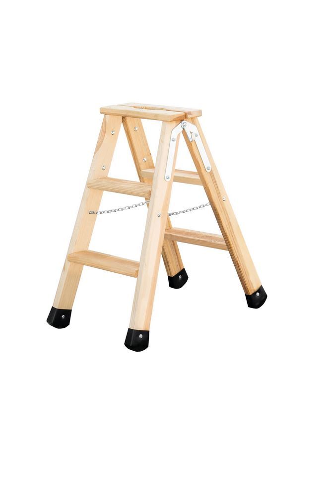 Günzburger Stufen Stehleiter Holz beidseitig 3 Stufen 78 cm Produktbild Günzburger Stufen Stehleiter Holz beidseitig 3 Stufen 78 cm