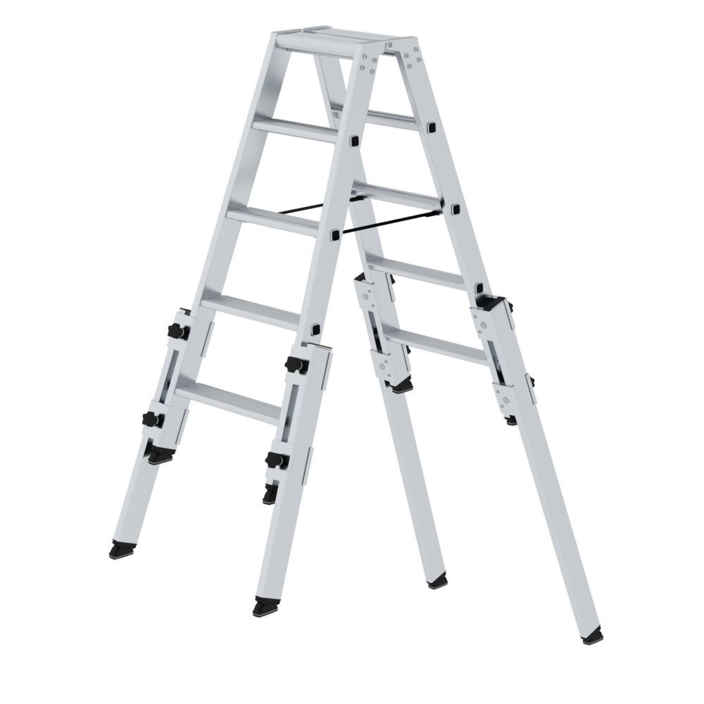 Günzburger Stufen Stehleiter treppengängig 2 x 5 Stufen Aliminium Produktbild Günzburger Stufen Stehleiter treppengängig 2 x 5 Stufen Aliminium