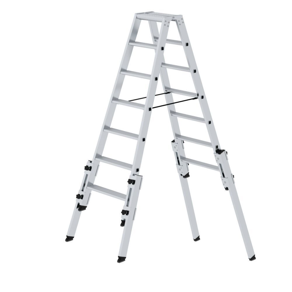 Günzburger Stufen Stehleiter Aluminium treppengängig 2 x 7 Stufen Produktbild Günzburger Stufen Stehleiter Aluminium treppengängig 2 x 7 Stufen