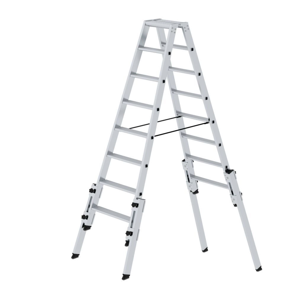 Günzburger Stufen Stehleiter Aluminium treppengängig 2 x 8 Stufen Produktbild Günzburger Stufen Stehleiter Aluminium treppengängig 2 x 8 Stufen