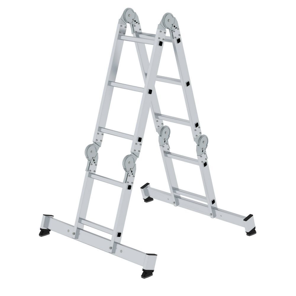 Günzburger Vielzweckleiter 4 teilig mit nivello Traverse Holzbelag 2x3 und 2x4 Sprossen Produktbild Günzburger Vielzweckleiter 4 teilig mit nivello Traverse Holzbelag 2x3 und 2x4 Sprossen