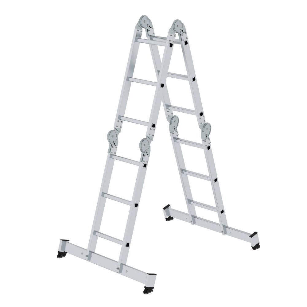 Günzburger Vielzweckleiter 4 teilig mit nivello Traverse 4x3 Sprossen Holzbelag Produktbild Günzburger Vielzweckleiter 4 teilig mit nivello Traverse 4x3 Sprossen Holzbelag