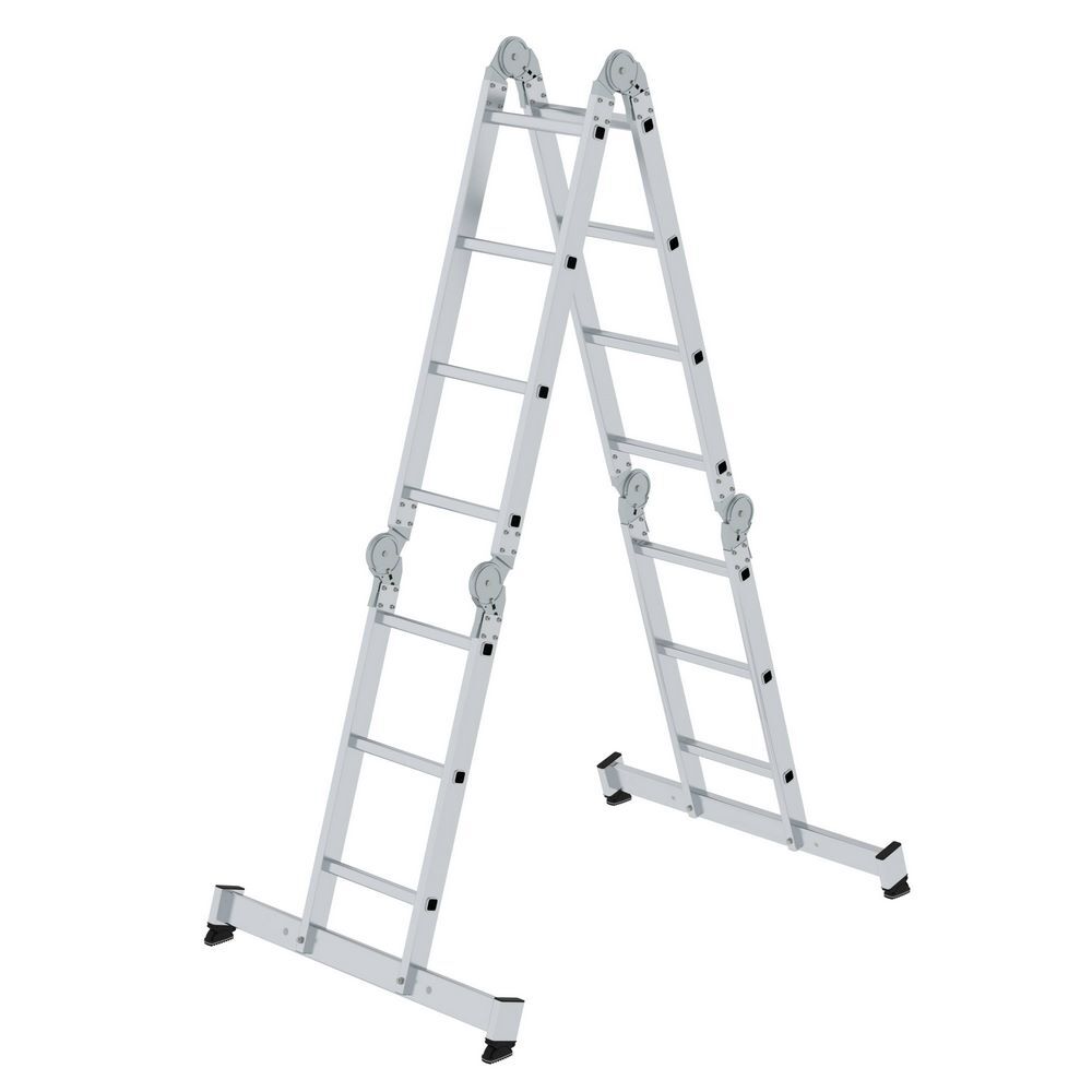 Günzburger Vielzweckleiter 4 teilig mit nivello Traverse Holzbelag 2x3 sowie 2x4 Sprossen Produktbild Günzburger Vielzweckleiter 4 teilig mit nivello Traverse Holzbelag 2x3 sowie 2x4 Sprossen