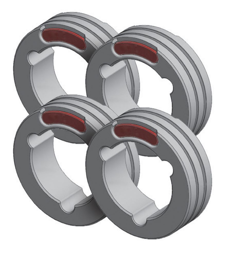 Produktbild Gys 4 Drahtführungsrollen TWIN Typ F Durchmesser 1,0/1,2 mm rot/orange Stahl