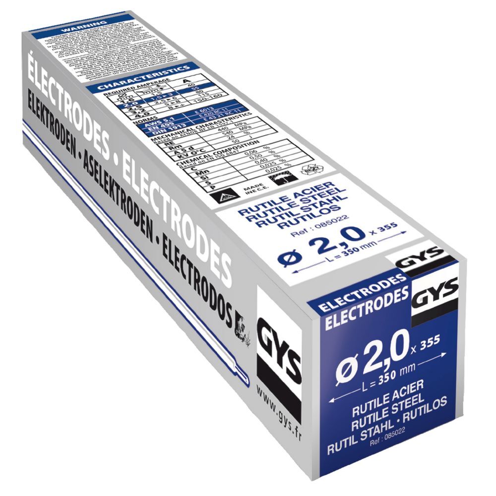Gys Rutilelektode E6013 Stahl 2,0 x 350 mm Pack mit 355 Stück Produktbild Gys Rutilelektode E6013 Stahl 2,0 x 350 mm Pack mit 355 Stück
