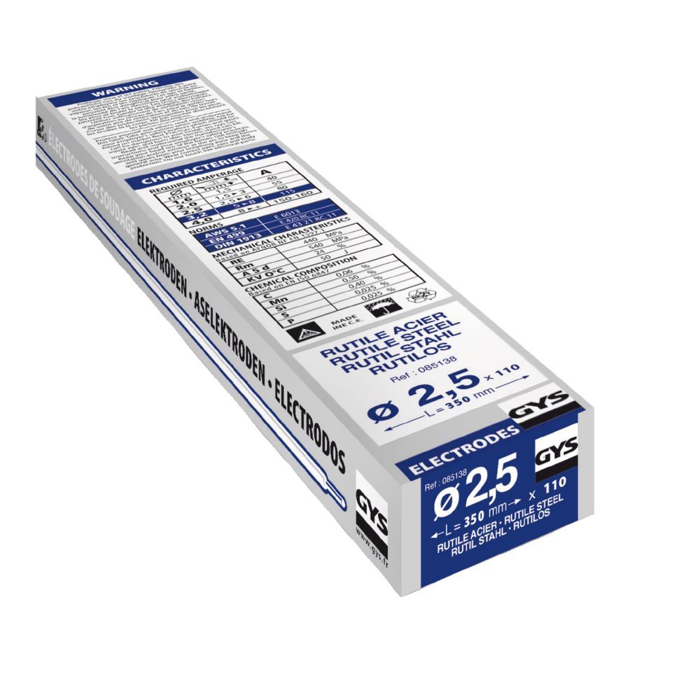 Gys Rutilelektode E6013 Stahl 2,5 x 350 mm Pack mit 110 Stück Produktbild Gys Rutilelektode E6013 Stahl 2,5 x 350 mm Pack mit 110 Stück