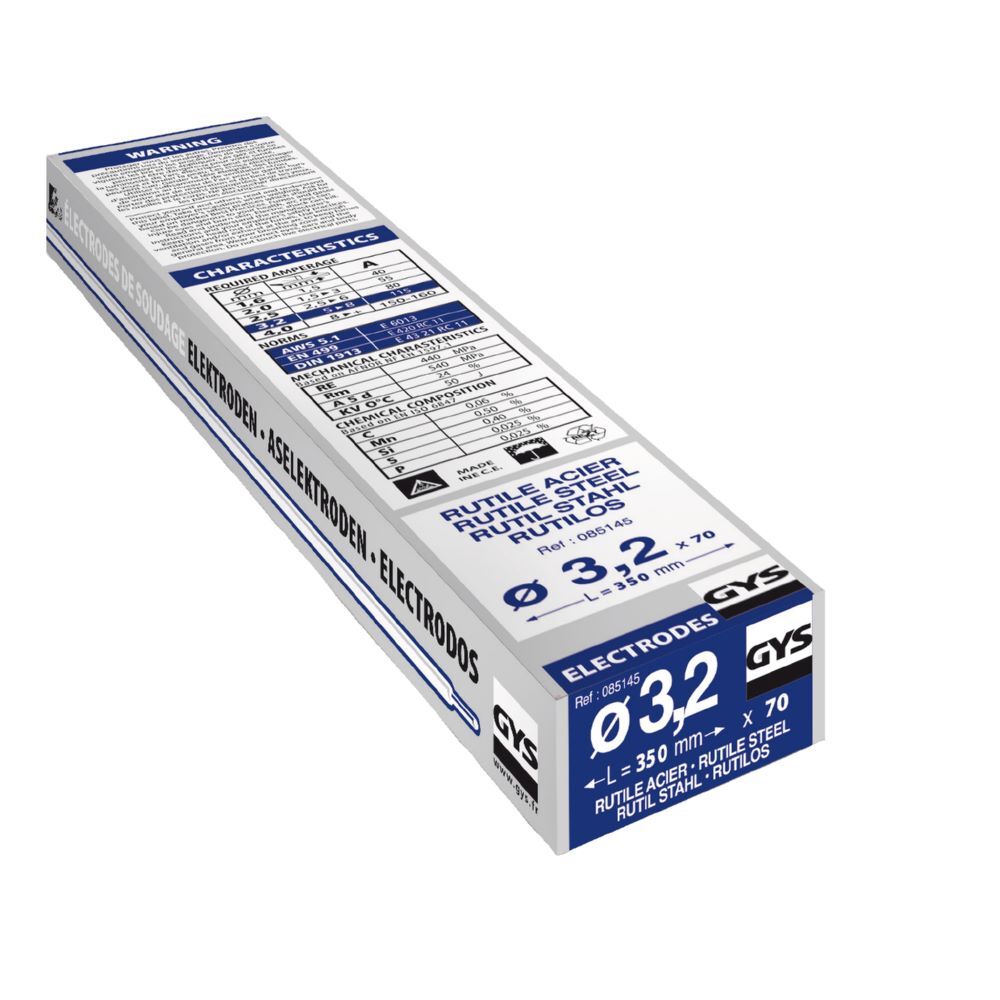 Gys Rutilelektode E6013 Stahl 3,2 x 350 mm Pack mit 70 Stück Produktbild Gys Rutilelektode E6013 Stahl 3,2 x 350 mm Pack mit 70 Stück