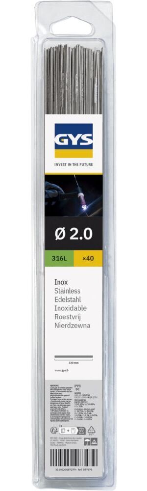 Produktbild Gys 40 WIG-Schweißstäbe aus Edelstahl 316L Durchmesser 2,0 mm 330 mm